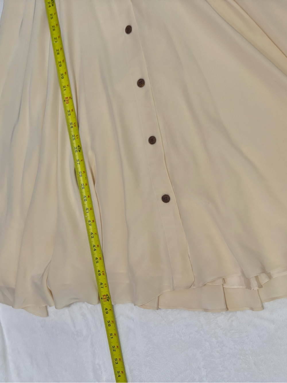 NWT SAKS FIFTH AVENUE Women’s Silk Cream Button-Front V-Neck Midi Dress - Picture 15 of 15